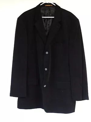 Tasso Elba Blazer Chore Sport Coat Jacket Black Sz XXL 50R-52R Corduroy • $54.99