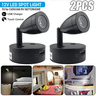 2X 12V LED Interior Spot Reading Light Camper Van Caravan Boat Touch Switch USB • $34.97
