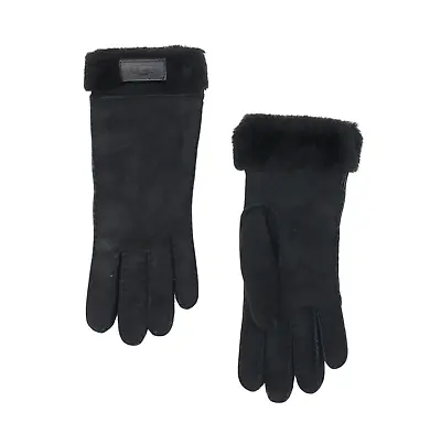 Ugg L52923 Womens Black Sheepskin Leather Fur Cuffs Logo Gloves Size S • $124.82