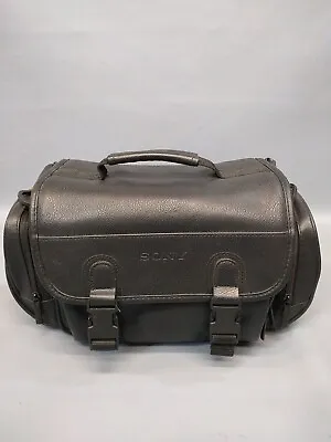 Vintage Sony Black Faux Leather Video Camera Bag Camcorder Carrying Case • $17.99