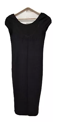 H&M Lightweight Jersey Tee T Shirt Black Scoop Back Stretch Midi Dress S 8 10  • £10