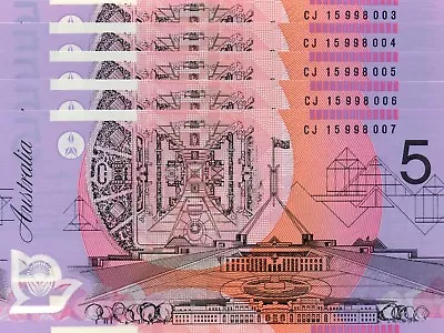 $99.90 • Buy AUSTRALIA $5 Dollars 2015 Stevens/Fraser X 5 Consecutive UNC Banknotes