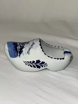 Vintage Delft Blue Holland Dutch Windmill Clog Shoe Ceramic Ashtray • $8.51