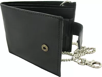 Soft Leather Wallet With Safety Chain 4xcards 2xnotes 1xpurse • £3.46