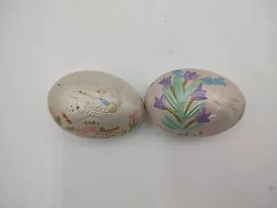 Vintage 1976 Ceramic Easter Egg Bunny With Flower & Lamb Set Of 2 Holland Mold  • $12.50