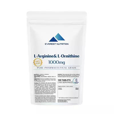 L-Arginine+L-Ornithine 1000mg Tablets Non GMO Vegan Friendly • £10.79