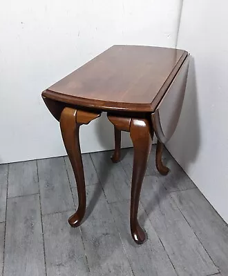 Vintage Broyhill Lenoir House Drop Leaf Queen Anne Cherry Wood End Table • $225