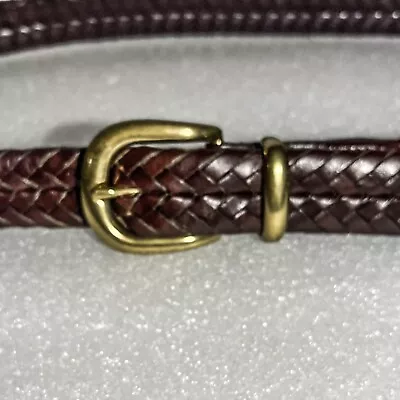 Coach Leather Belt 42 Men Brown With Brass Buckle 1.25  Wide Braided • $29