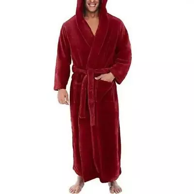 Men's Hooded Bathrobe Terry Cotton Cloth Robe Shawl Collar Men Bathrobe For Mens • $23.99