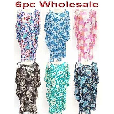 6pc Wholesale Women Summer Cotton Boho Kaftan Dress Free Size Mixed • $57
