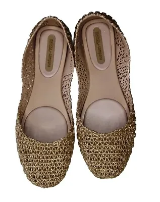 MELISSA + Campana Shoes Flats Uk Size 6 Rose Gold Glittery Vegan • £17.99