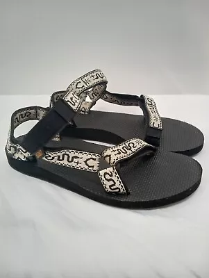 Teva Flatform Universal Sandals Woman's Size 8 Black Snake Print Shoes Outdoors • $22.50