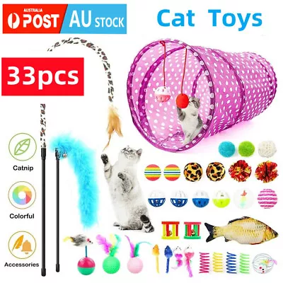 Bulk Buy Cat Kitten Toys Rod Fur Mice Bells Balls Catnip 33 Items Lovely Pet Toy • $15.15