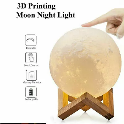 3D Printing Moon Lamp USB LED Night Light Moonlight Touch Color Changing Remote • $15.90