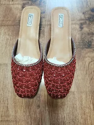 £4 • Buy Unze Sequined Shoes (Mojri), With Leather Sole, Size 5