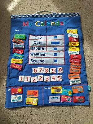 Fiesta Crafts Kids My Calendar Blue Fabric Wall Hanging Chart Detachable Pieces • £20