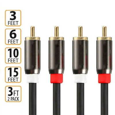 New 3ft 6ft 10ft 15 FT Gold Plated RCA Male L/R Stereo Audio Cable Cord Plug • $5.98