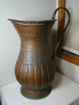 Copper Pitcher Umbrella Stand Flower Planter Beautiful Vintage Patina • $300