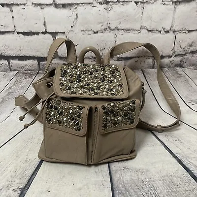 Joes Leather Backpack Medium Beige Adjustable Strap Handbag Studded • $36.80