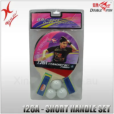 $19.76 • Buy Double Fish Table Tennis - 126a Short Handle 2 Bats Set - 3 Table Tennis Ball