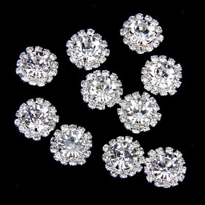 £5.63 • Buy 10 Crystal Diamante Glue On Buttons Flatback Embellishment Wedding Craft 15mm