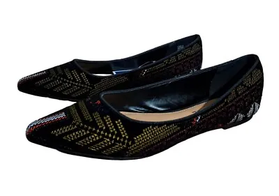 Rampage Caela Aztec Fabric Tapestry Embroidered Pointed Flats Slip On Flats 8M • $12.95