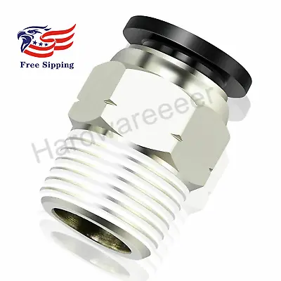 Pneumatic Straight 5/16'' Tube OD X 1/8'' NPT Male Push To Connect Fittings 1PC • $7.99