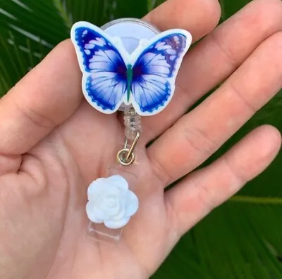 Butterfly Badge Reel Holder Retractable ID Handmade Gift • $12