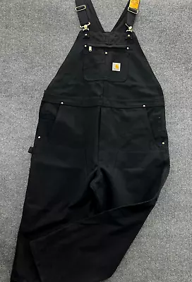 NEW Carhartt Men’s 44 X 32 Relaxed Fit Duck Bib Overalls  Black R01-M  14806 • $63.75