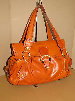 FRANCESCO BIASIA AUTH Orange Slouchy Leather Tote Satchel Handbag • $87.95