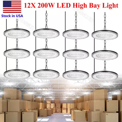 12 Pack 200W UFO Led High Bay Lights Commercial Warehouse Factory Light Fixture • $234.99