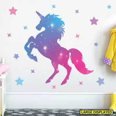 £12.98 • Buy Unicorn Wall Stickers Large Kids Girls Rainbow Pink Bedroom Decals Unic16