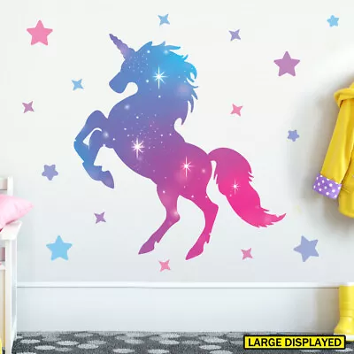 £9.95 • Buy Unicorn Wall Stickers Large Kids Girls Rainbow Pink Bedroom Decals Unic16