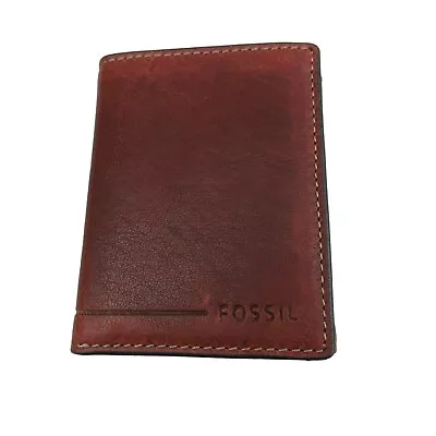 Fossil Allen Trifold RFID Mens Brown Leather Wallet NEW SML1550231 • $34.95