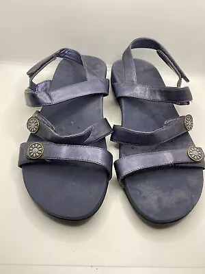 £34.60 • Buy VIONIC BLUE Leather SANDALS Orthaheel Comfort  9 Wide ADJUSTABLE HOOK LOOP