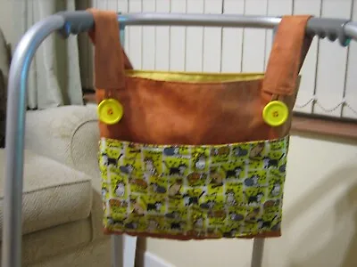 Walking/zimmer Frame Bag With 4 Pockets - Orange/cats • £11.50