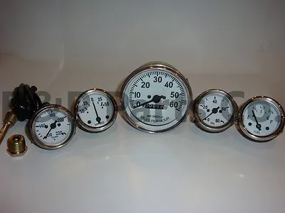 $132.93 • Buy Speedometer Temp Oil Fuel Amp Gauge Kit White For Willys MB Jeep Ford CJ GPW