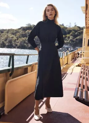 $150 • Buy Scanlan Theodore Crepe Knit Polo Dress Black Xs