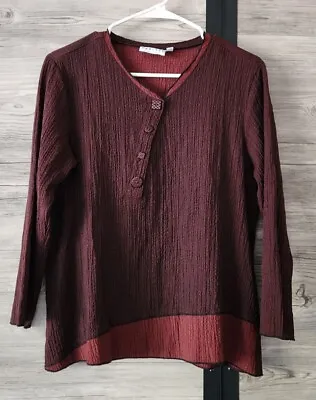 Habitat Top Blouse Shirt Women Small Maroon Burgundy 3/4 Sleeve Knit • $9.99