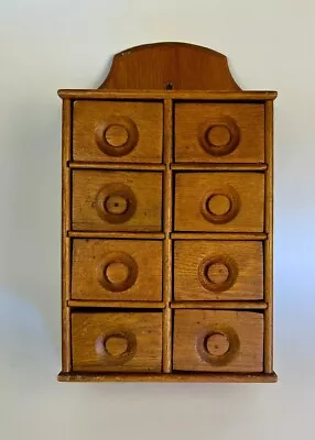 Antique 1800's OAK SPICE BOX / CABINET 8 Drawers Solid Red Oak Farm Made Virgini • $122.69