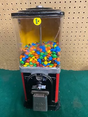 VINTAGE 1950's VICTOR TOPPER 1 CENT  GUMBALL VENDING MACHINE WITH KEY • $99.95