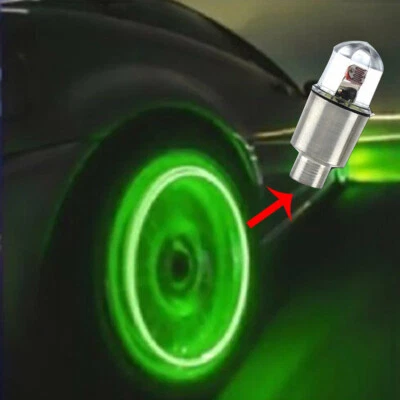 $7.18 • Buy 4x Green Car Tire Tyre Wheel Dust Cap Air Valve Stem LED Light Cover Accessories