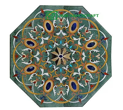 24'' Green Marble Table Top Coffee Center Inlay Lapis Mosaic Home Decor Octagon • $787