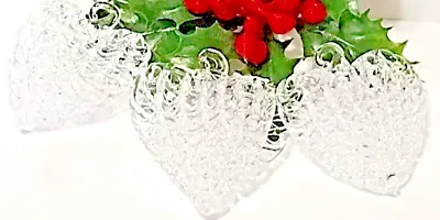 Spun Glass Heart Christmas Ornaments Clear About 2  Vintage Lot Of 3 #5g • $9.77