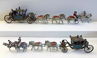 Vintage Britains Ltd Painted Metal Lead Coronation Carriage 3 Soldiers 7 Horses • $19.99