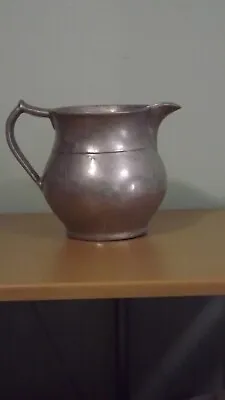 Vintage Pewter Water Pitcher - 6   Tall & 6  Across.  Only Mark Is A Stamped B • $12.99