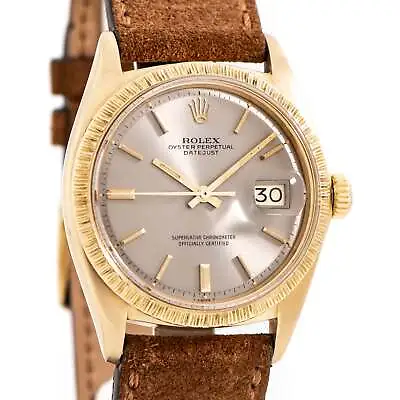 ROLEX Watch 1965 Vintage Datejust 1607 Bark Bezel In Solid 18k Yellow Gold • $8700