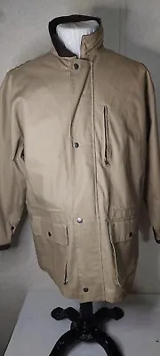 NWT Marlboro Men’s Canvas Beige Coat  Leather Trim Cowboy Chronicles NWT Size Lg • $50