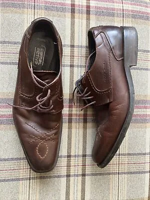Mens Shoes 11 /45 Brown Leather Camel Active Solid Unique Shoes • £25