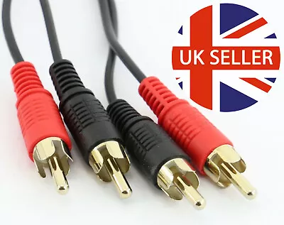 £8.99 • Buy GOLD 2x Phono Plugs To 2 RCA Male Audio Cable Lead 50cm -20m 